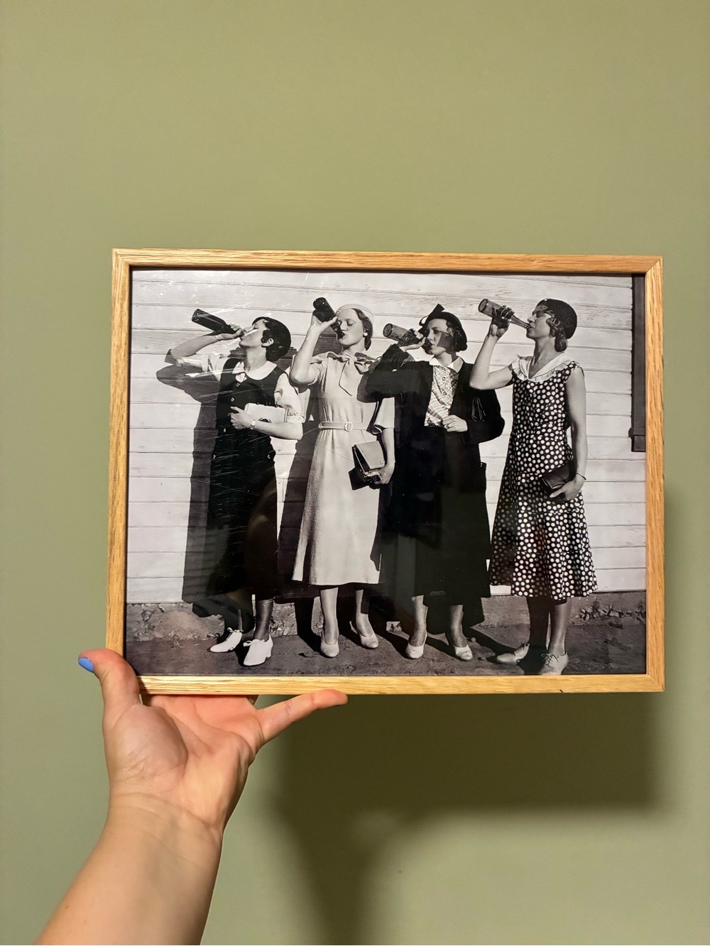 Wood Frame Vintage Photo Wall Art - Black & Natural